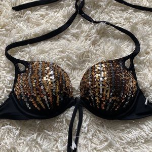 Victoria Secret Gold Sparkle Bikini Top 34B